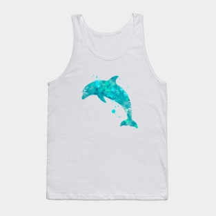 Turquoise Dolphin Watercolor Painting Tank Top